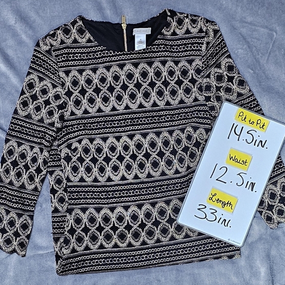 CACHE | CROCHETED LACE COCKTAIL BODYCON QUARTER SLEEVE DRESS - Picture 16 of 16